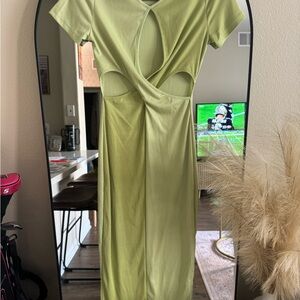 Elegant Lime Green Cut-Out Dress